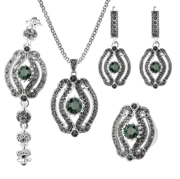 Turkish Vintage Style Jewelry Set forWomen,NEW,4Pcs,Size 7,8,WeddingHandmadeGift - Picture 2 of 5